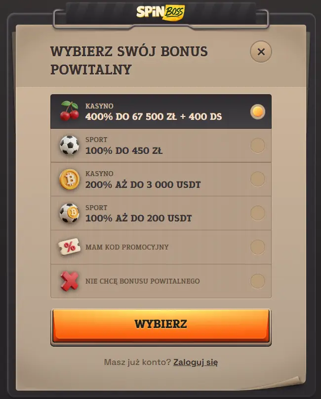 SpinBoss Casino – pakiet powitalny i darmowe spiny