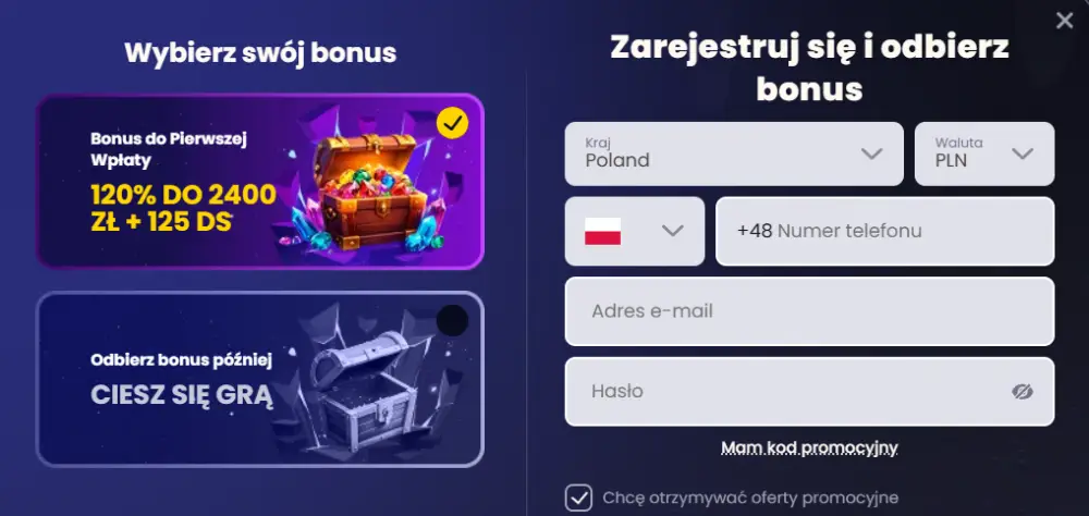 SlotsGem Casino – bonus powitalny i darmowe spiny