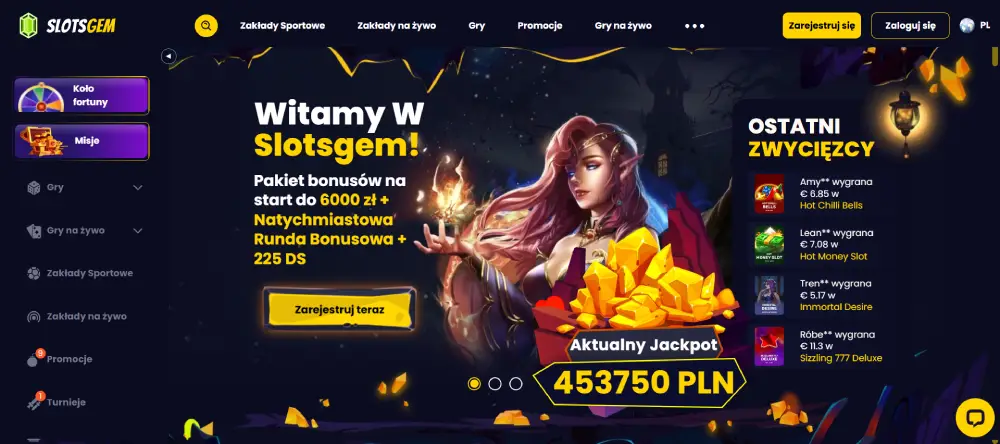 SlotsGem Casino – wygląd kasyna online