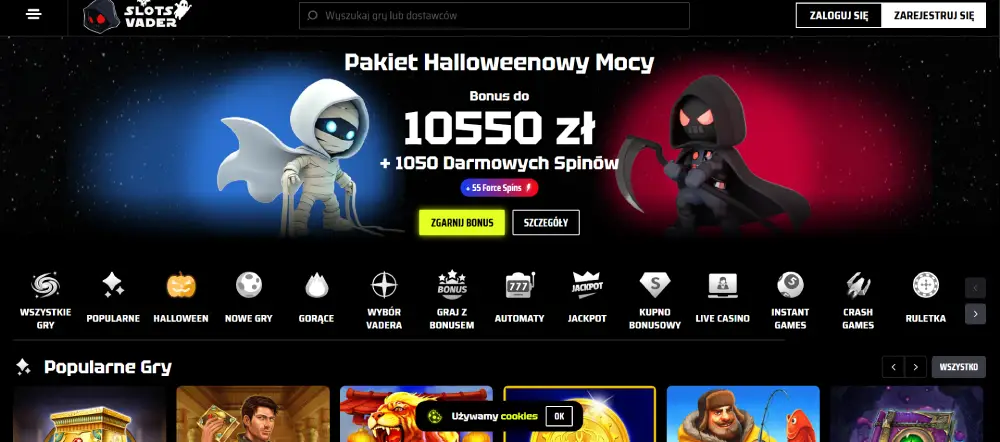 SlotsVader Casino – wygląd kasyna online