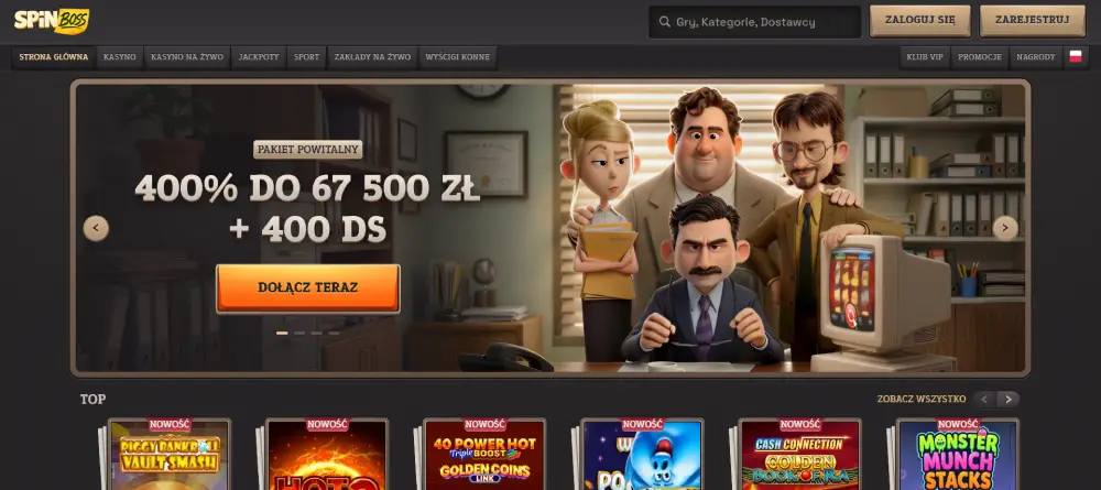 SpinBoss Casino – wygląd kasyna online
